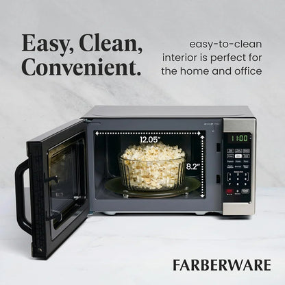 0.7 Cu. Ft. Countertop Microwave Oven – 700 Watts Power, Auto Cook Settings, Defrost, Easy Clean and Child Safety Lock - Stainless