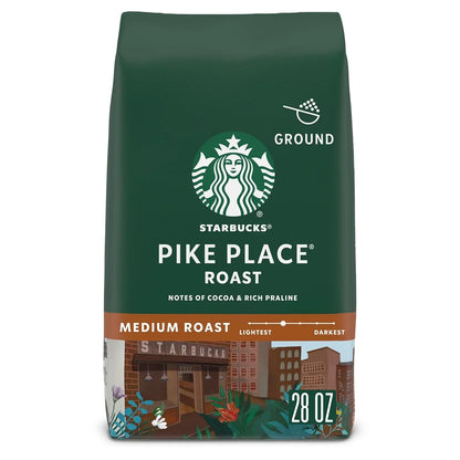 Ground Coffee, Medium Roast Hot or Iced Coffee, Pike Place Roast, 28 Oz
