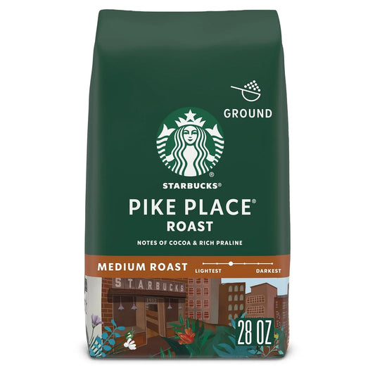 Ground Coffee, Medium Roast Hot or Iced Coffee, Pike Place Roast, 28 Oz