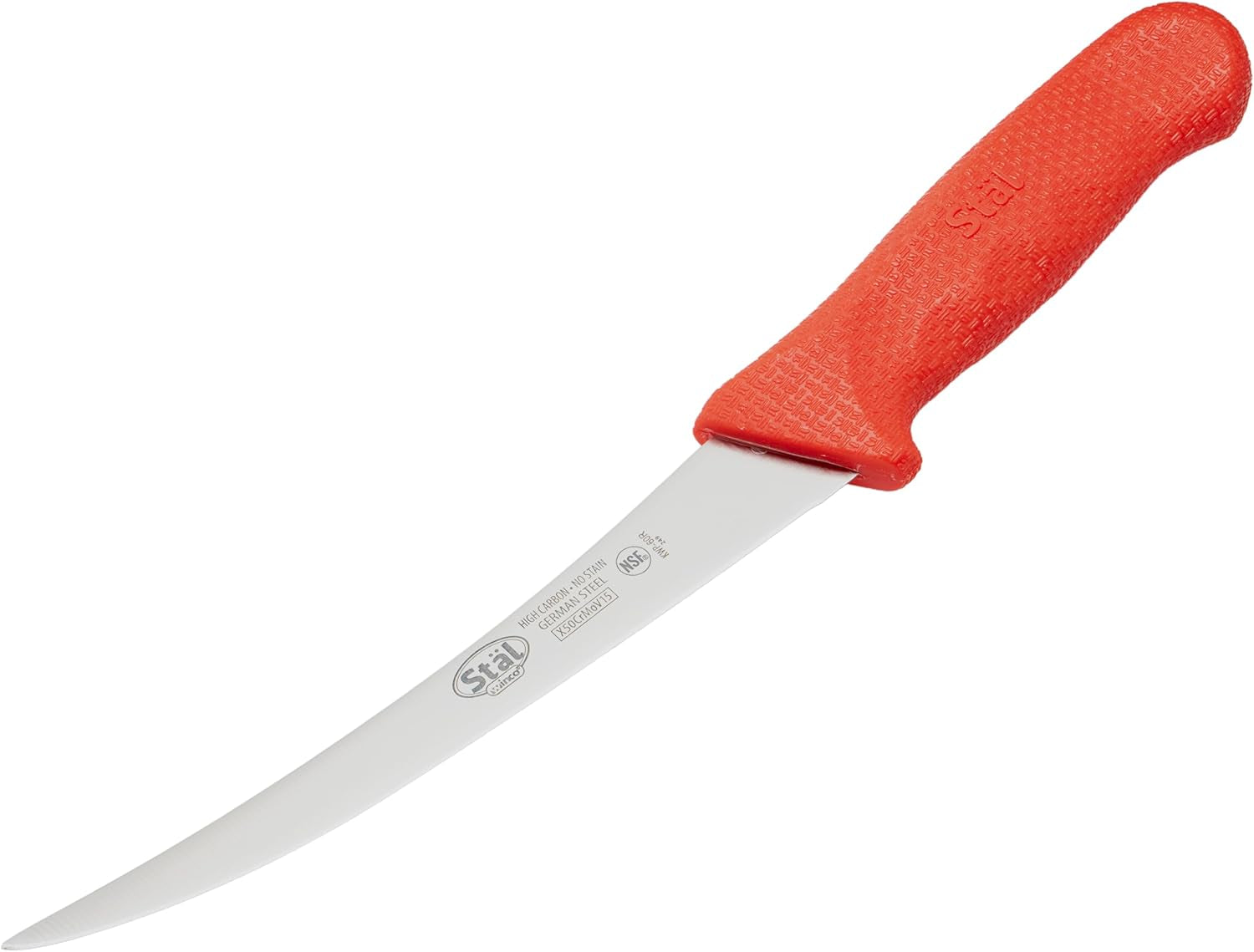 6" Commercial-Grade German Steel Boning Knife, Curved, Red