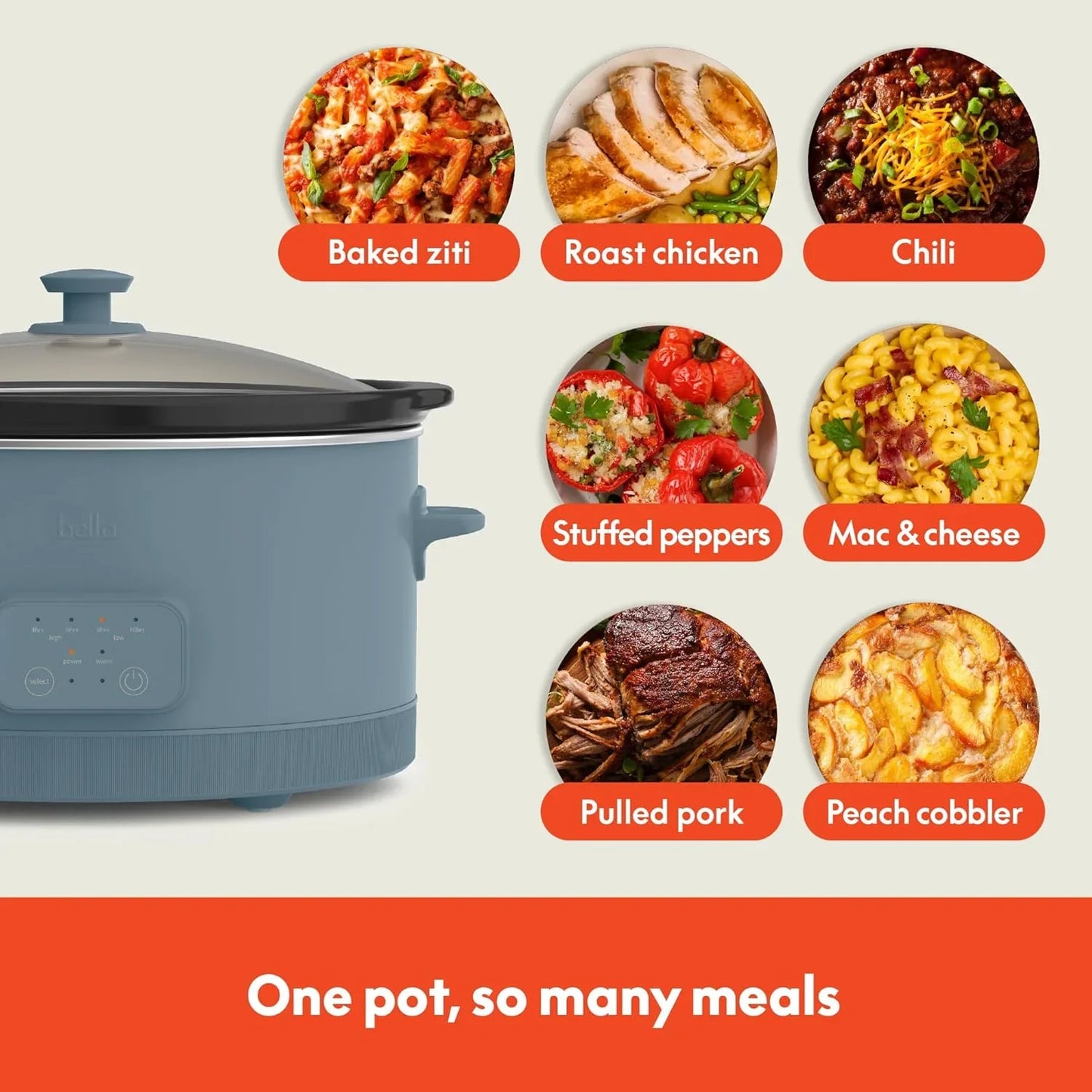 6.0 Qt Programmable Slow Cooker, Ceramic Nonstick Coating, Adjustable Temperature & Cooking Times, Dishwasher Safe Stoneware Pot & Tempered Glass Lid, Tangle Free Cord Wrap, Surf