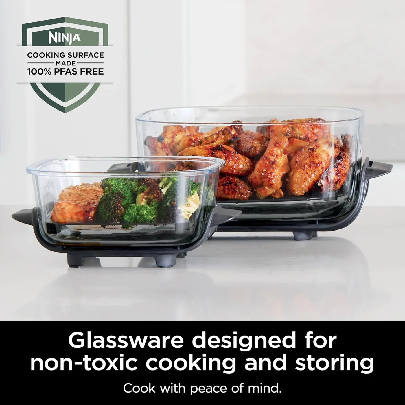 Crispi 4-In-1 Glass Air Fryer | 450°F | Non-Toxic | 4QT & 6-Cup Glass Containers W/Lids | Microwave, Freezer, Dishwasher Safe | Max Crisp, Air Fry, Bake, Recrisp | Green | FN101SG