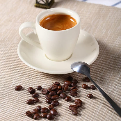 Porcelain Espresso Cup with Saucer, Espresso Shot Cup, 80Ml/2.7Oz, White