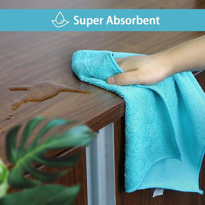 Microfiber Cleaning Cloth,12 Pack Cleaning Rags, Cleaning Towels with 4 Color Assorted, 11.5"X11.5"(Green/Blue/Yellow/Pink)