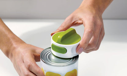 Can-Do Compact Can Opener Easy Twist Release Portable Space-Saving Manual Stainless Steel, Green