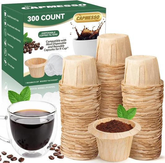 Disposable Coffee Paper Filters Replacement Keurig Filter Compatible with Reusable Single Serve Pods Keurig Coffee Maker-300 Count (Natural)