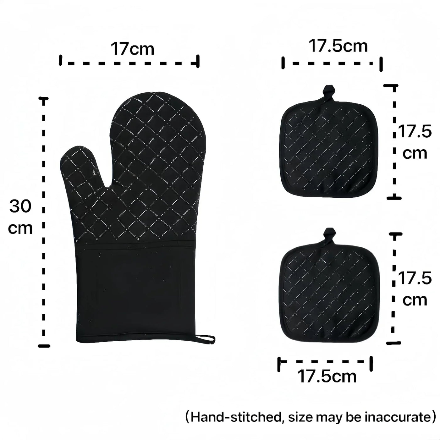 Oven Mitts and Pan Racks 4-Piece Set, Extended Kitchen Oven Mitts and Pan Racks, Heat Resistant 500 °F, Silicone Non-Slip Surface for Baking and Cooking (Black)