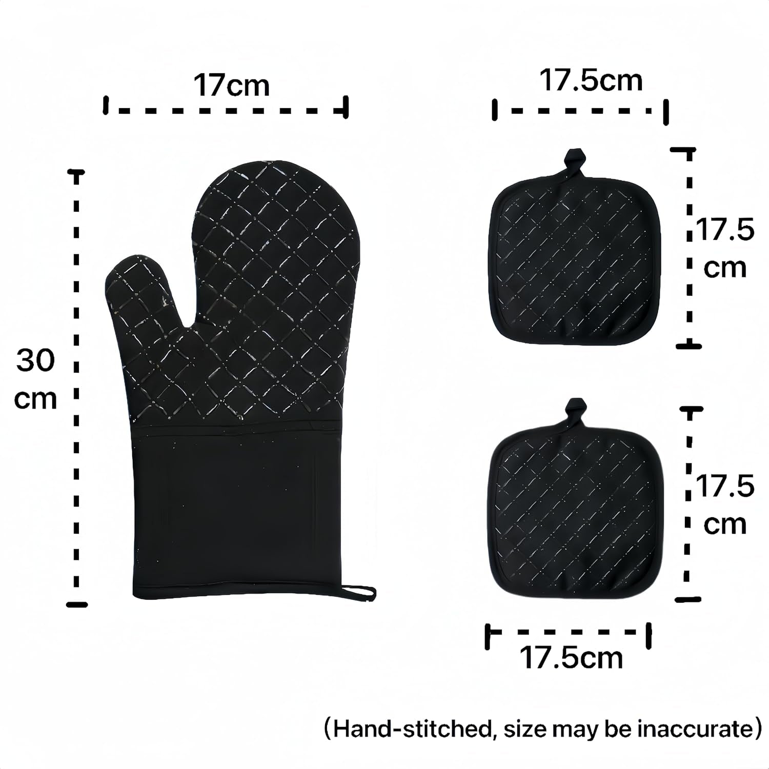 Oven Mitts and Pan Racks 4-Piece Set, Extended Kitchen Oven Mitts and Pan Racks, Heat Resistant 500 °F, Silicone Non-Slip Surface for Baking and Cooking (Black)