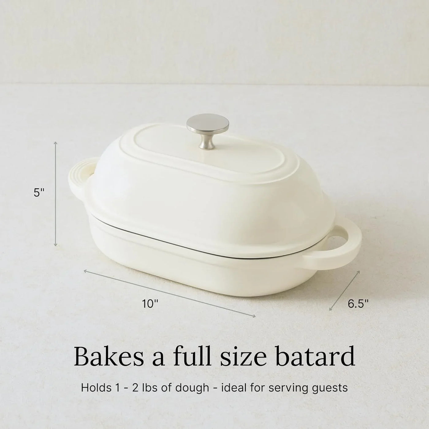 Cast Iron Oval Bread Oven, 10" X 6.5" - Rustic Dutch Oven Bread Cloche with Steam Circulating Lid for Perfect Sourdough