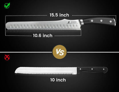 Bread Knife for Homemade Bread, 10.6 Inch Multifunction Serrated Knife, Razor Sharp Slicer, High Carbon German Steel Bread Cutter, Ergonomic Handle Design for Sourdough Turkey Fruit Cutting