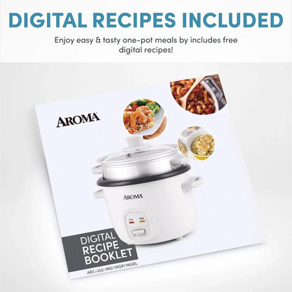 ® Rice Cooker, 2-Cup (Uncooked) / 4-Cup (Cooked), Steamer, Grain Cooker, Soup Maker, Oatmeal Cooker, Auto Keep Warm, 1 Qt, White, ARC-302-1NG