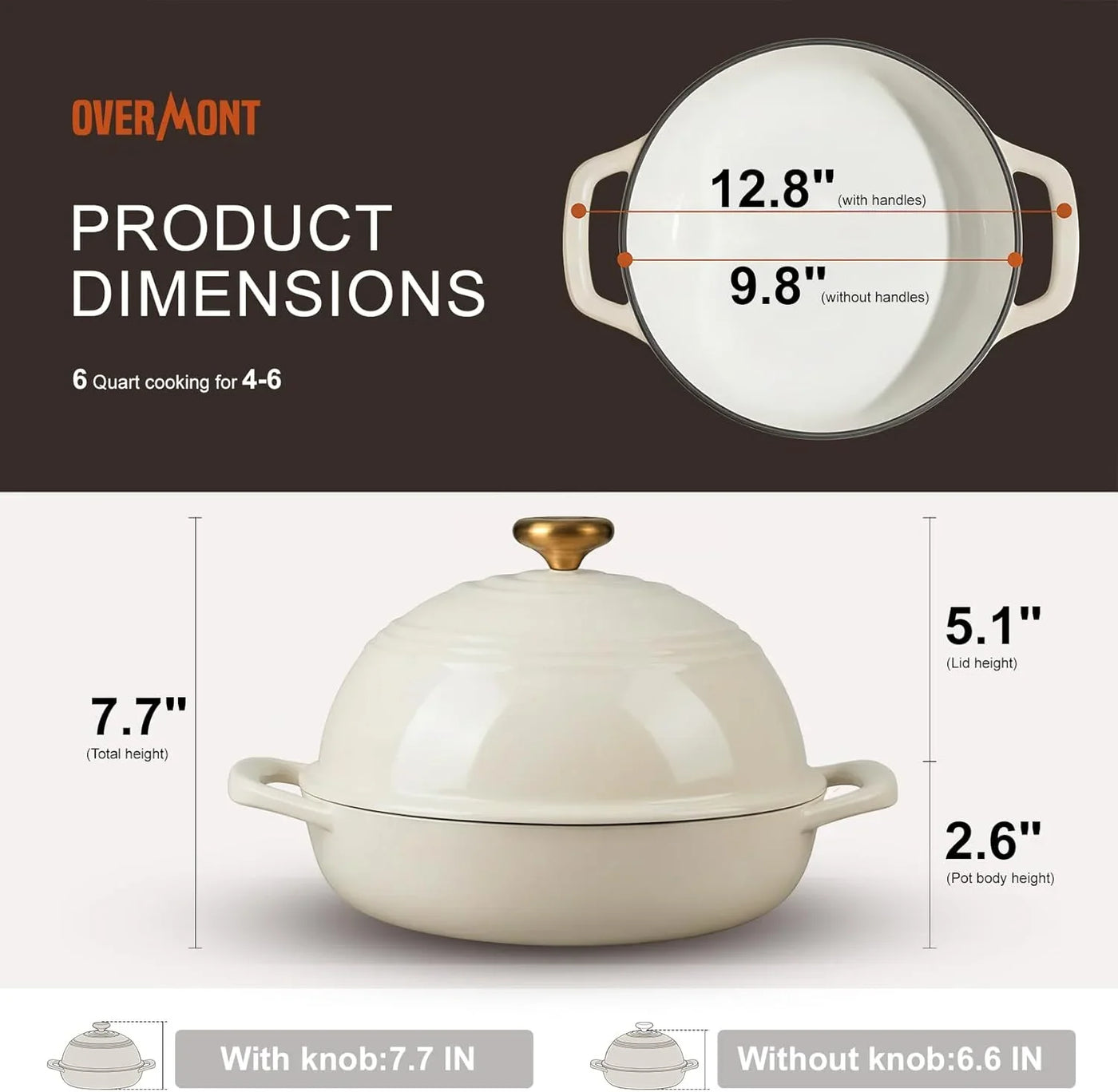 Enameled Cast Iron Bread Oven - 6QT Bread Dutch Oven for Sourdough Baking - Bread Pot with Dome Lid Cotton Potholders & Cookbook - Multi-Functional Bread Pan for Baking Frying Roasting