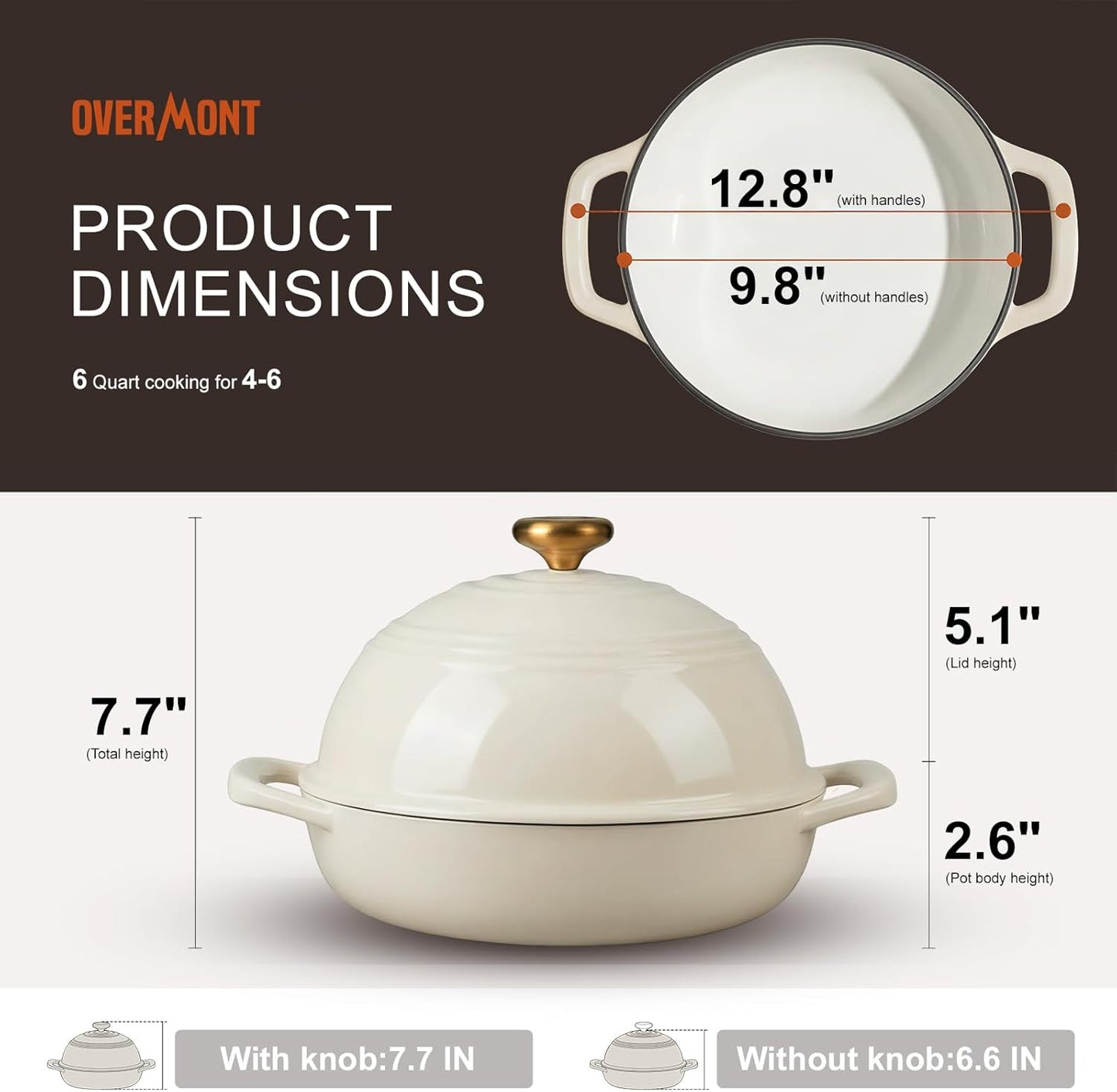 Enameled Cast Iron Bread Oven - 6QT Bread Dutch Oven for Sourdough Baking - Bread Pot with Dome Lid Cotton Potholders & Cookbook - Multi-Functional Bread Pan for Baking Frying Roasting