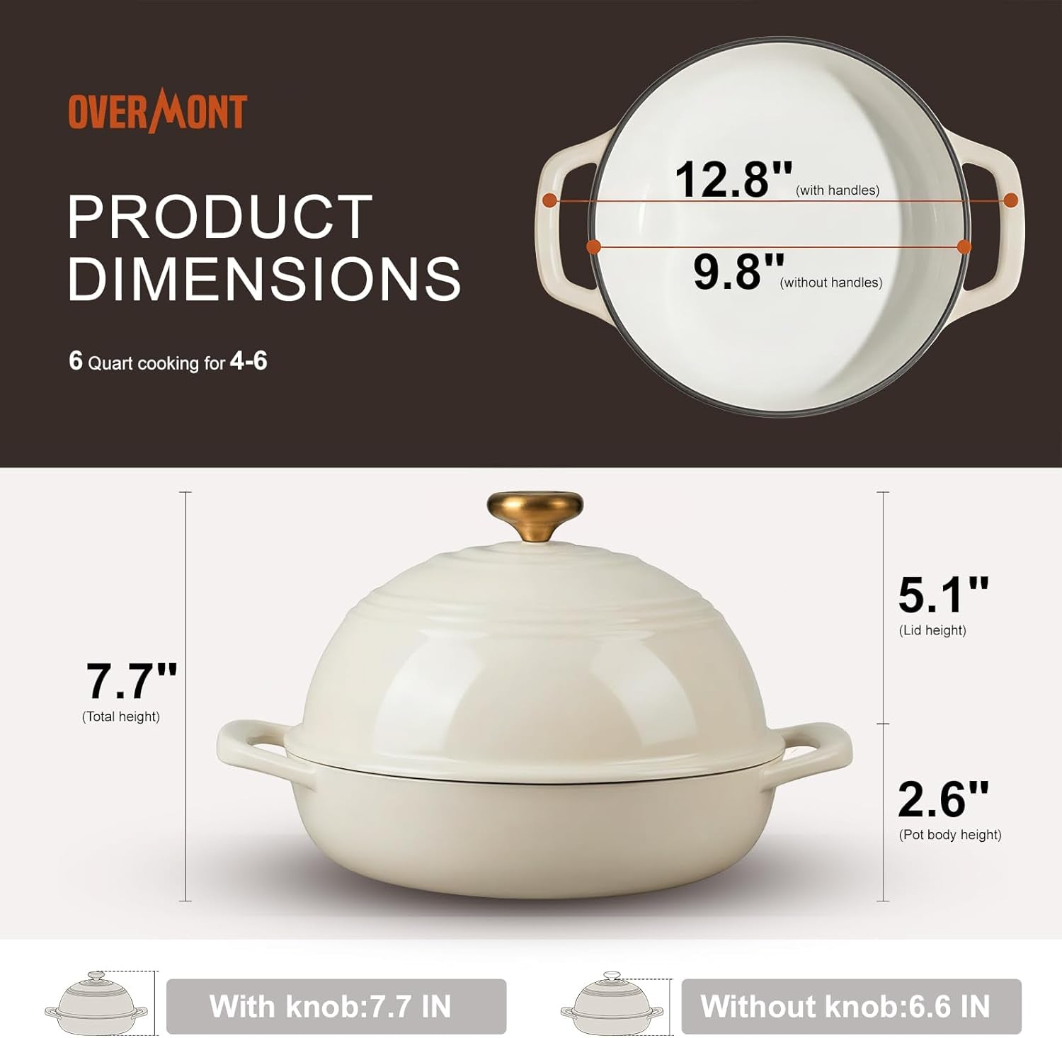 Enameled Cast Iron Bread Oven - 6QT Bread Dutch Oven for Sourdough Baking - Bread Pot with Dome Lid Cotton Potholders & Cookbook - Multi-Functional Bread Pan for Baking Frying Roasting