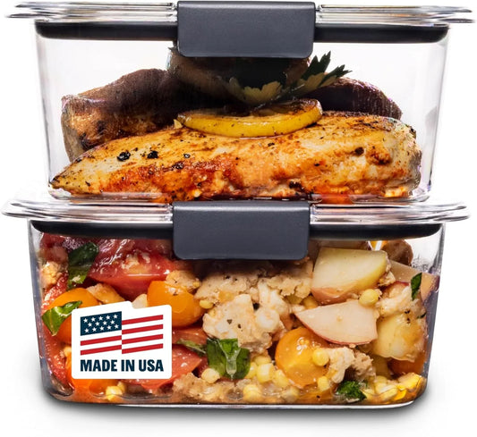 Brilliance Bpa-Free Food Storage Containers, Medium Deep, 4.7 Cup, 2-Pack, Airtight & Leak-Proof, Microwave & Dishwasher Safe