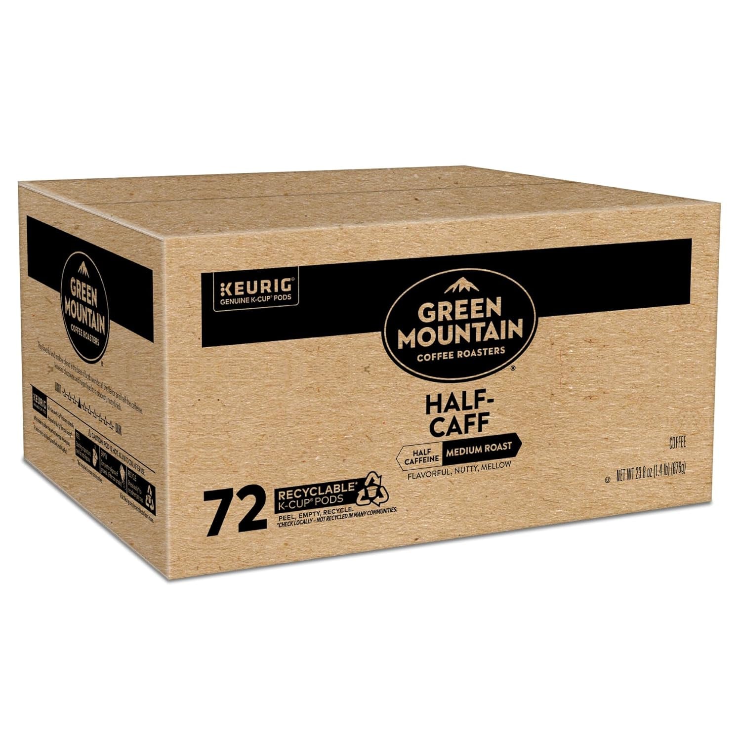 Half Caff Keurig Single-Serve K-Cup Pods, Medium Roast Coffee, 72 Count