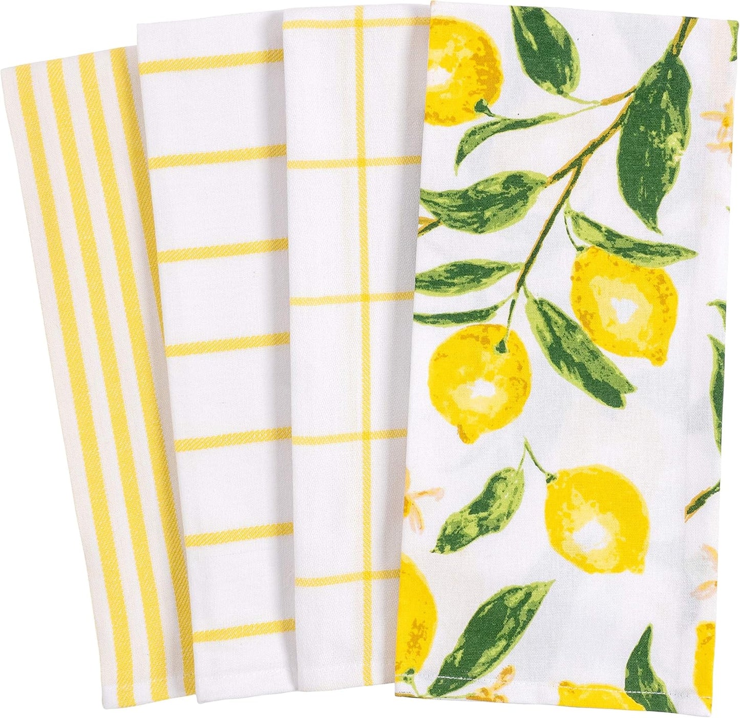 Pantry Lemons All over Kitchen Dish Towel Set of 4, Cotton, 18 X 28-Inch