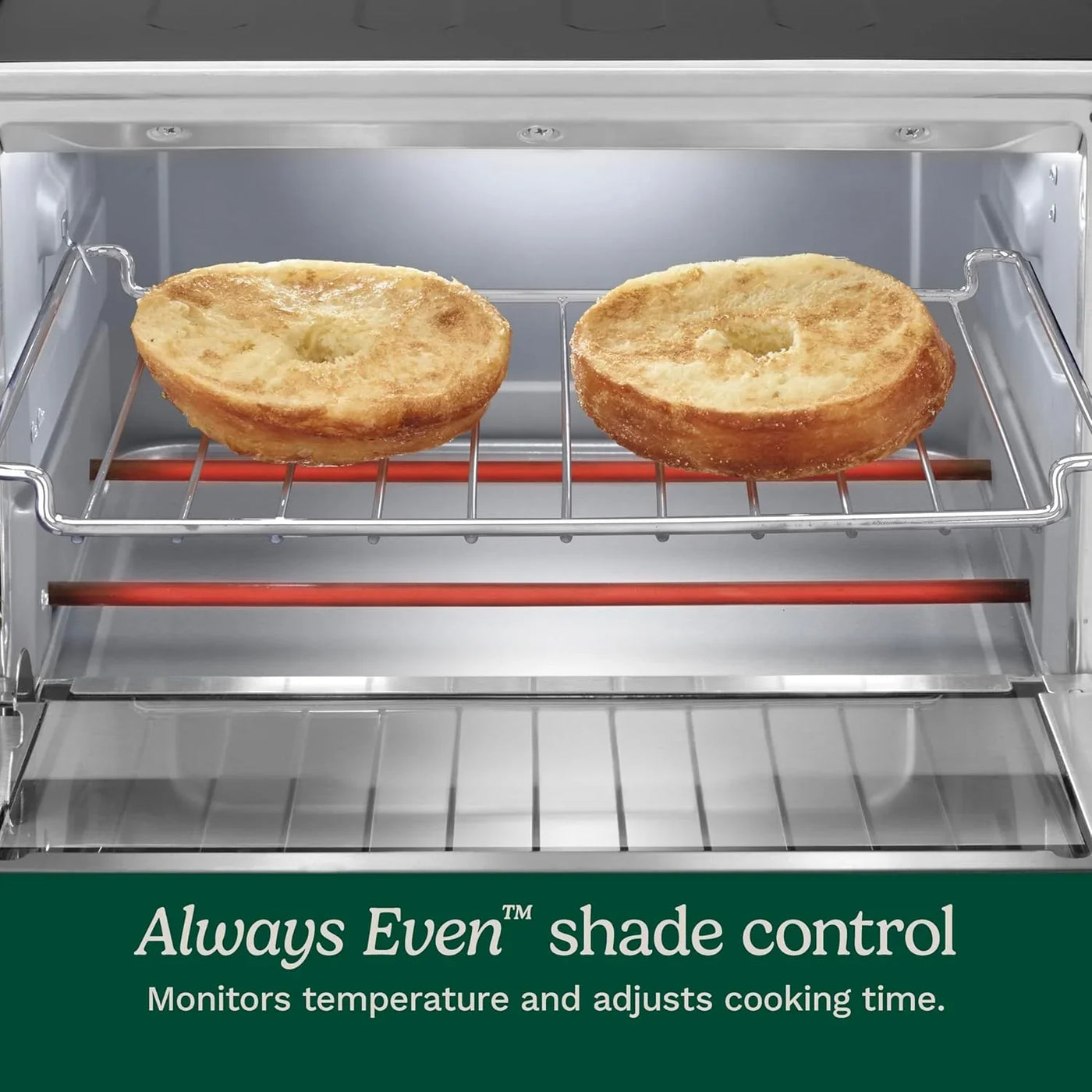 Custom Classic Toaster Oven Broiler, 1800 Watt Countertop Toaster Oven to Bake, Broil, and Toast, Non-Stick Interior, Consistent Toast Control, Brushed Stainless Steel/Black, TOB-40N