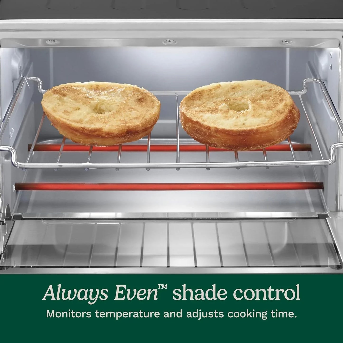 Custom Classic Toaster Oven Broiler, 1800 Watt Countertop Toaster Oven to Bake, Broil, and Toast, Non-Stick Interior, Consistent Toast Control, Brushed Stainless Steel/Black, TOB-40N