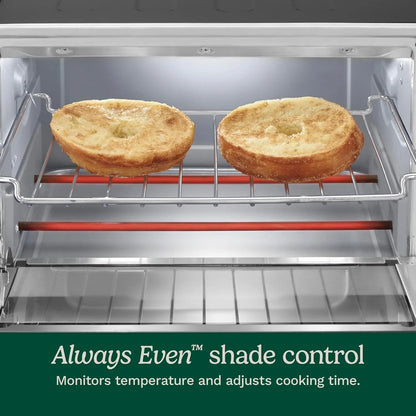 Custom Classic Toaster Oven Broiler, 1800 Watt Countertop Toaster Oven to Bake, Broil, and Toast, Non-Stick Interior, Consistent Toast Control, Brushed Stainless Steel/Black, TOB-40N