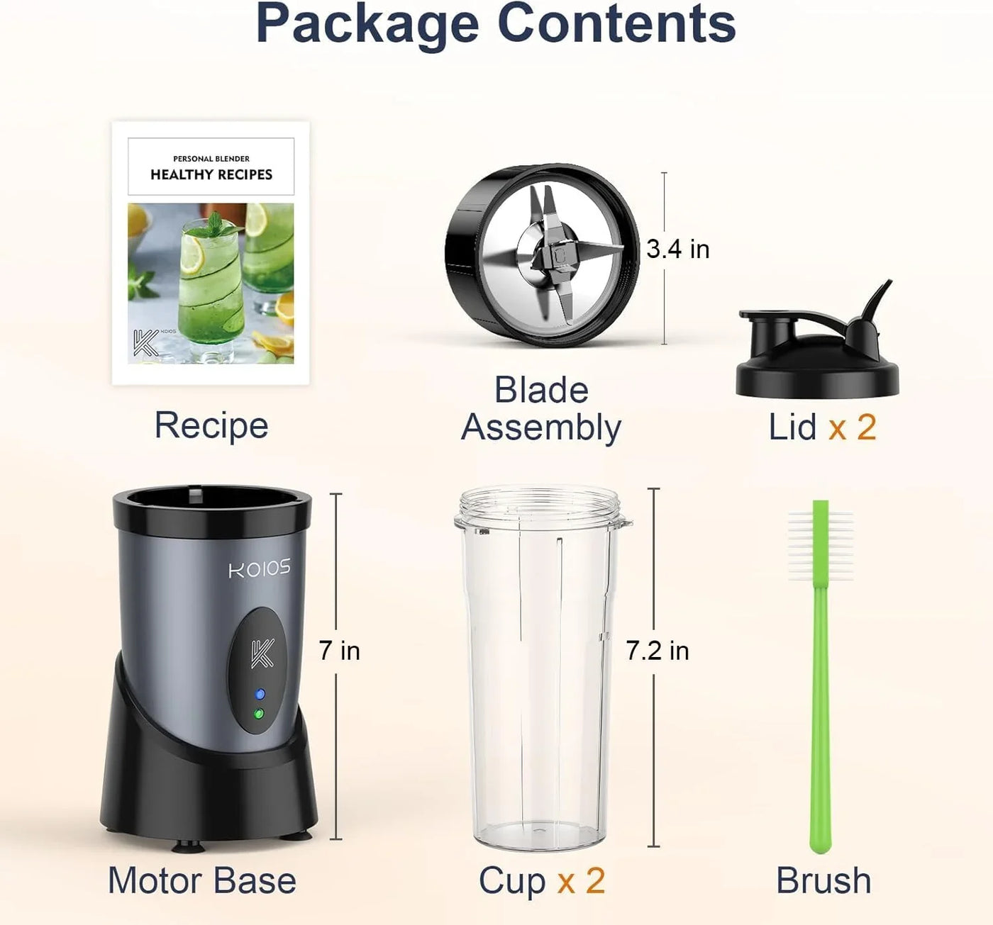 Smoothie Blender, 900W Personal Blender for Shakes and Smoothies for Kitchen with 2 Portable Cups 22Oz, Single Serve Smoothies Maker Mixer for Juices, Nutritious Recipe, Grey Blue