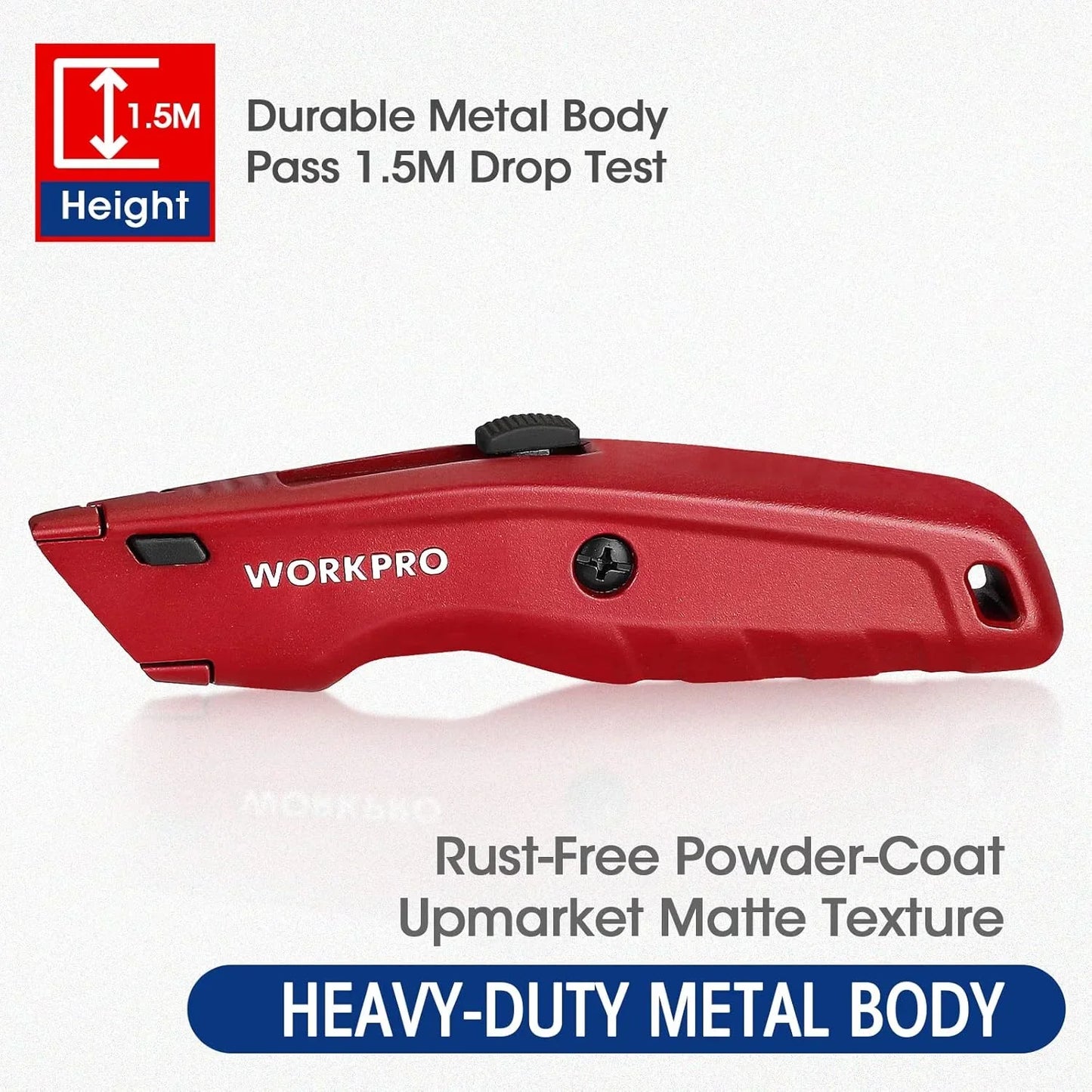 Premium Utility Knife, Retractable All Metal Heavy Duty Box Cutter, Quick Change Blade Razor Knife, 3PCS with 10 Extra Blades