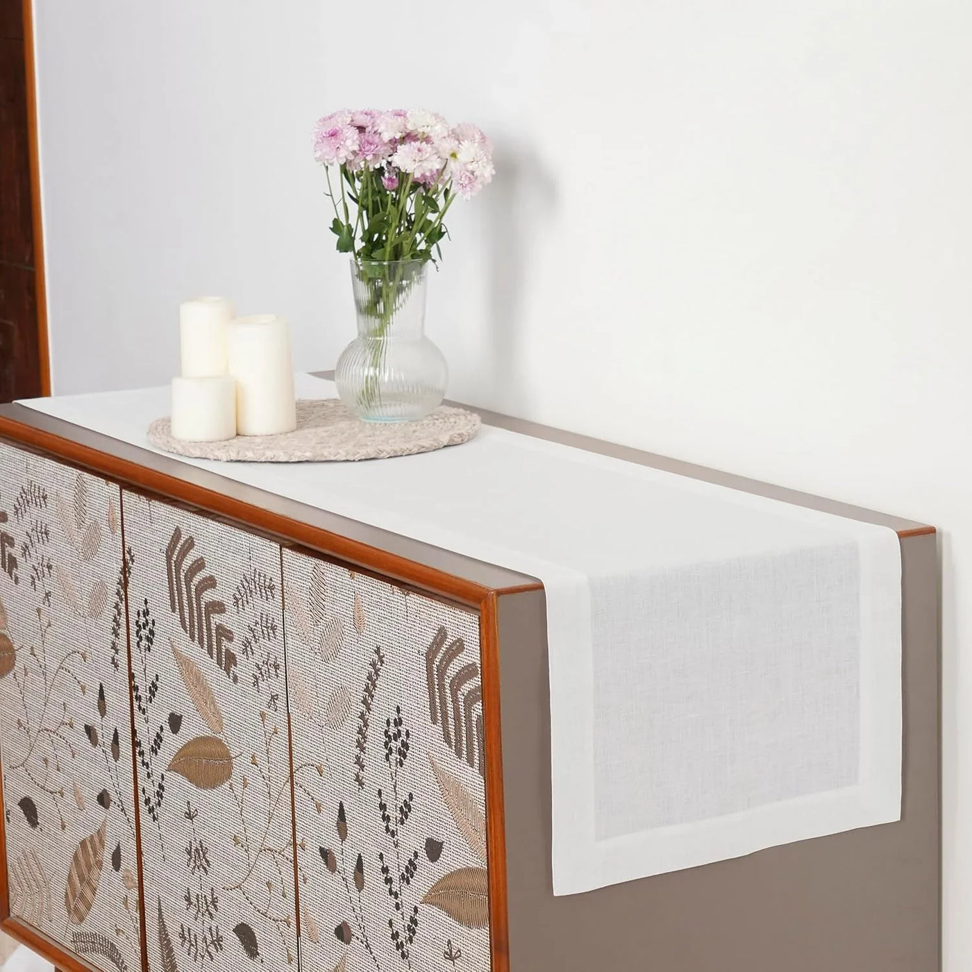 Linen White Table Runner 108 Inches Long - 100% Pure Linen Dining Table Runner 14 X 108 Inch for Mothers Day, Spring - Machine Washable