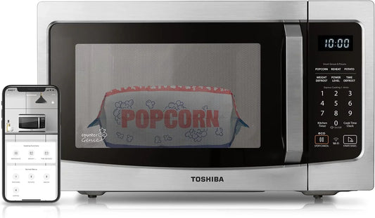 ML-EM34P(SS) Smart Countertop Microwave, Sensor Reheat, Works with Alexa & Remote Control, Kitchen Essentials, Mute Function&Eco Mode, 1100W, 1.3 Cu Ft, with 12.4" Turntable, Stainless Steel