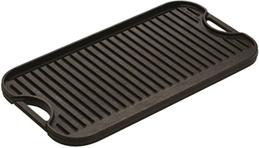 Pro-Grid Reversible Grill/Griddle - Dual-Sided Cast Iron Griddle - Double Burner Grill - Even Heat Distribution - Pfas-Free Non-Toxic Cookware - 20 Inches X 10.5 Inches