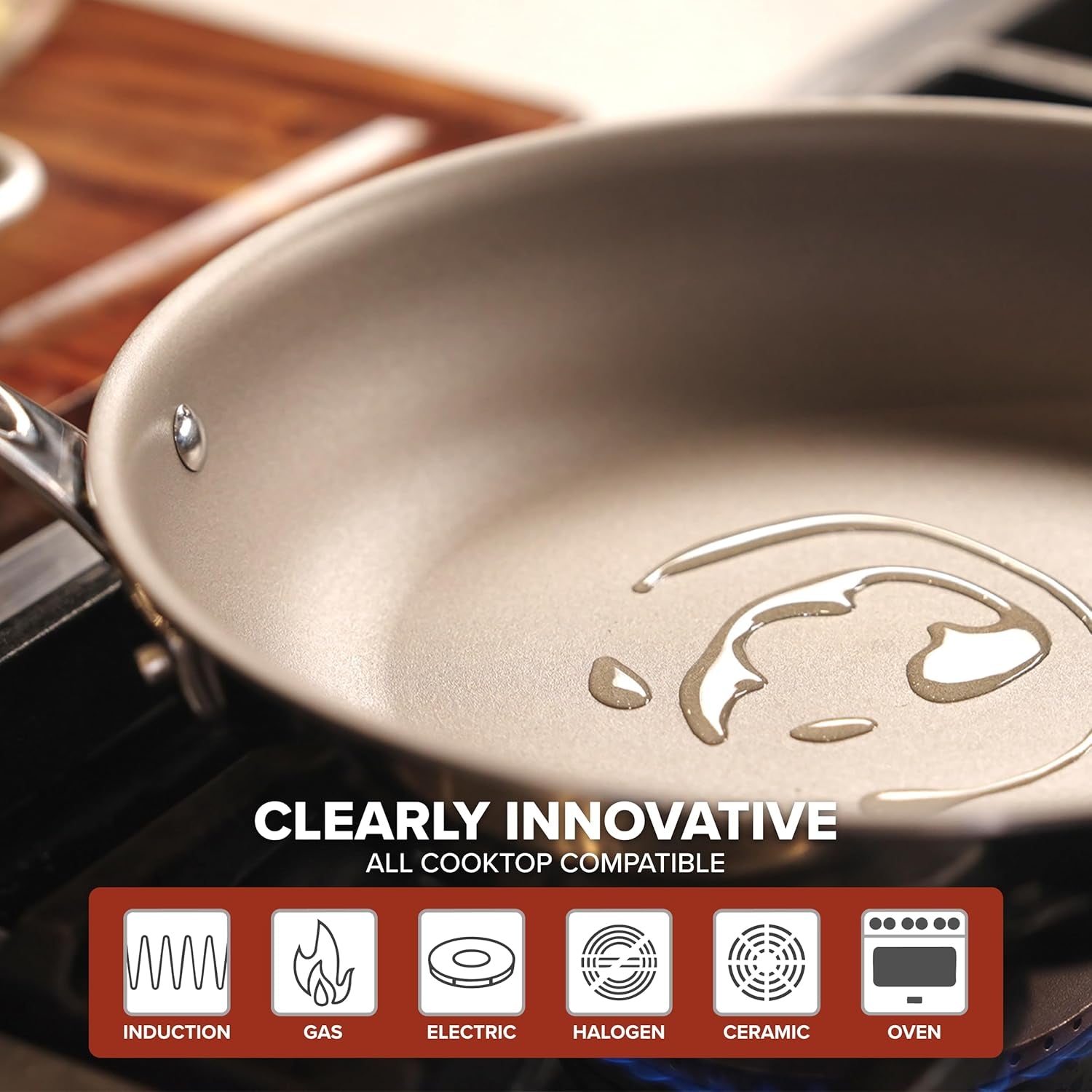 Pureglide Pro 3-Ply Nonstick Frying Pans, Made without PFAS, 2-Piece Induction Fry Pan Set, 9.5 and 11-Inch, Metal Utensil Safe Titanium Nonstick Surface, Oven Safe to 600F