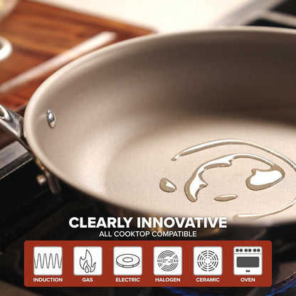 Pureglide Pro 3-Ply Nonstick Frying Pans, Made without PFAS, 2-Piece Induction Fry Pan Set, 9.5 and 11-Inch, Metal Utensil Safe Titanium Nonstick Surface, Oven Safe to 600F