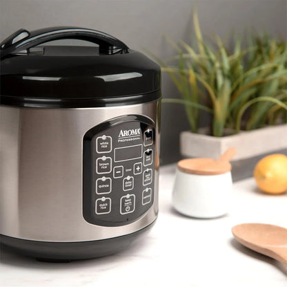Professional Digital Rice Cooker, Multicooker, 4-Cup (Uncooked) / 8-Cup (Cooked), Steamer, Slow Cooker, Oatmeal Cooker, STS, Auto Keep Warm, 2 Qt, Stainless Steel Exterior, ARC-954SBD