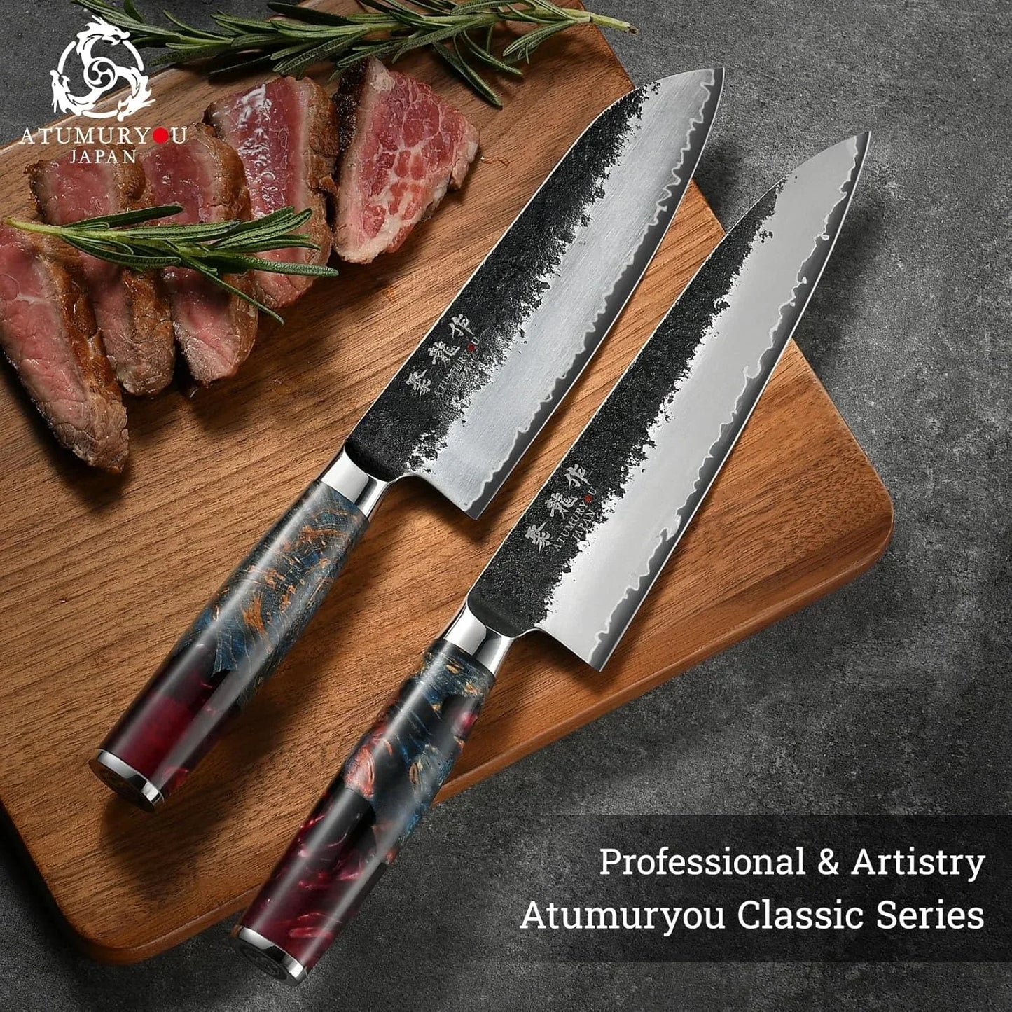 Japanese Chef Knife, 7 Inch Hand Forged Santoku Knife with VG10 Steel, Chefs Knives for Professional & Home Kitchen, Sharp Kitchen Knives with Red Ergonomic Handle, Cooking Gifts for Men and Women