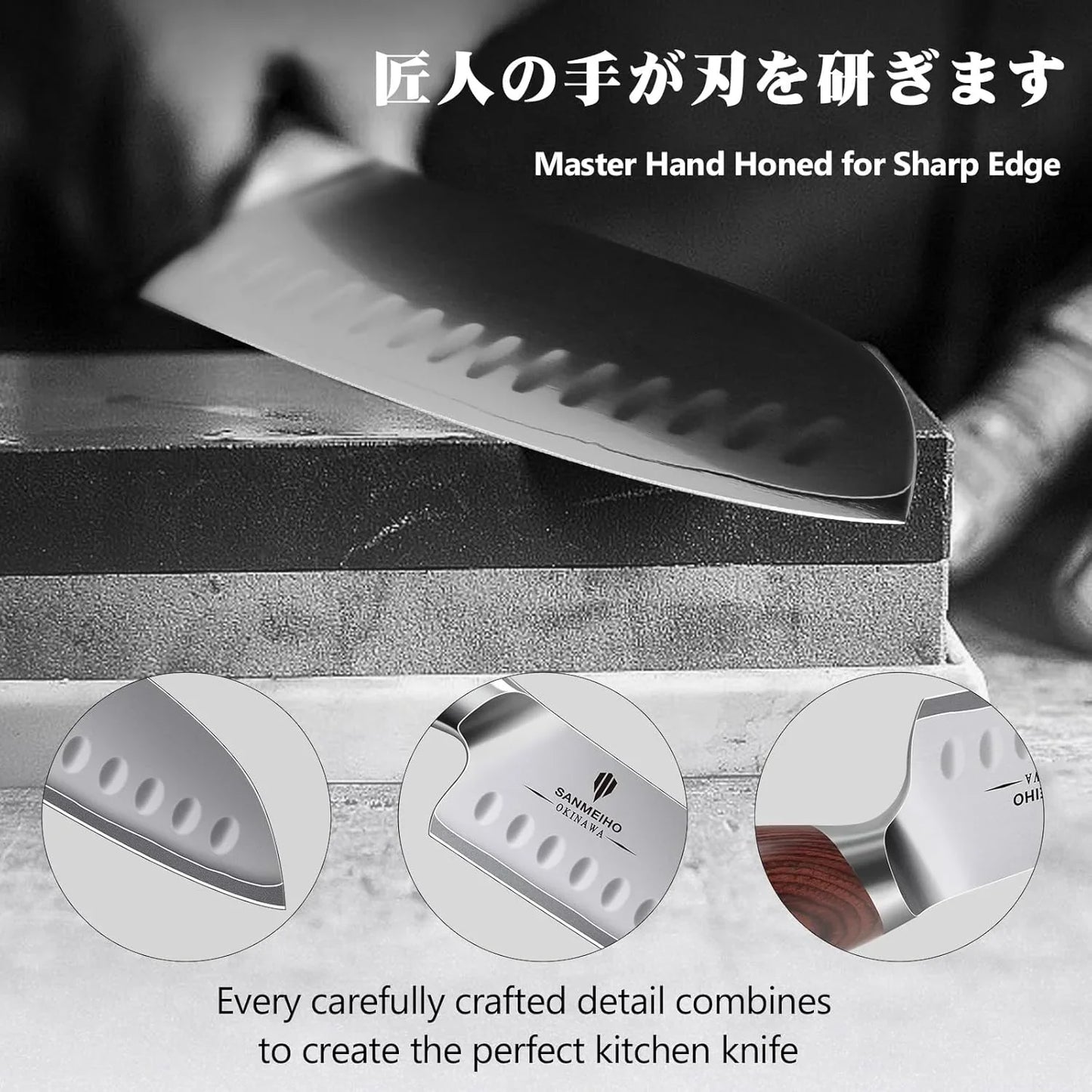 7 Inch Chef Knife, High Carbon Japanese 10Cr15Mov Stainless Steel Santoku Knife, Ultra Sharp Professional Kitchen Cooking Knife with Ergonomic Pakkawood Handle