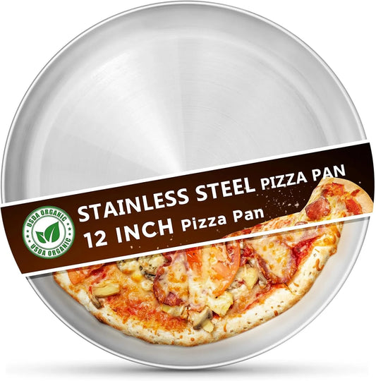 Stainless Steel Pizza Pans 12 Inch, Pizza-Pan for Oven, Steel Pizza Tray, round Pizza Plate Set of 1