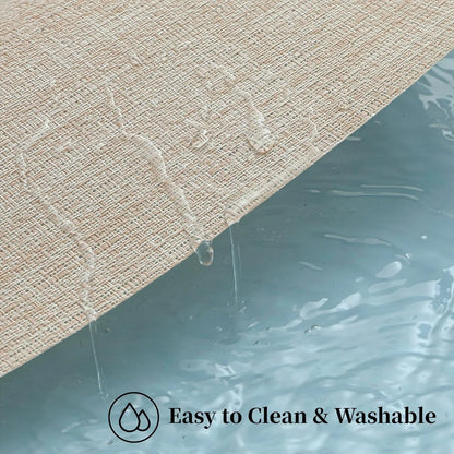 Beige Placemats Set of 4 - Heat Resistant Non-Slip Place Mats for Dining Table, Washable Durable PVC Vinyl Woven Table Mats（Beige, 4）