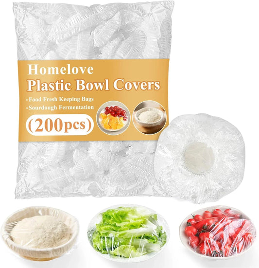200Pcs Bowl Covers Bread Proofing - Plastic Wrap for Food Sourdough Bread Baking Rising Elastic Reusable Plate Covers Outdoor Food Fresh Keeping Bags Shower Cap Hair Deep Conditioning