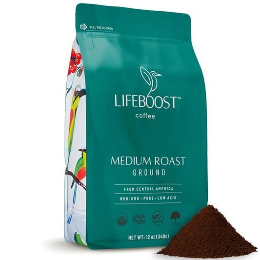 Coffee Ground Medium Roast Coffee - Low Acid Single Origin USDA Organic Coffee - Non-Gmo Ground Coffee Third Party Tested for Mycotoxins & Pesticides - 12 Ounces