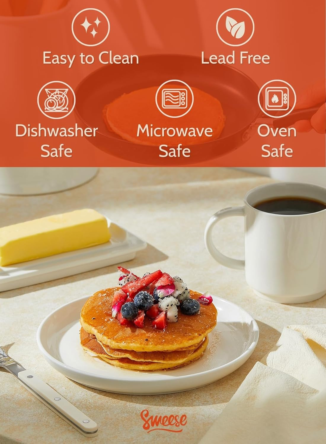 7.4 Inch Porcelain Dessert Plates, Set of 6 - Stackable, Microwave Oven Safe - White