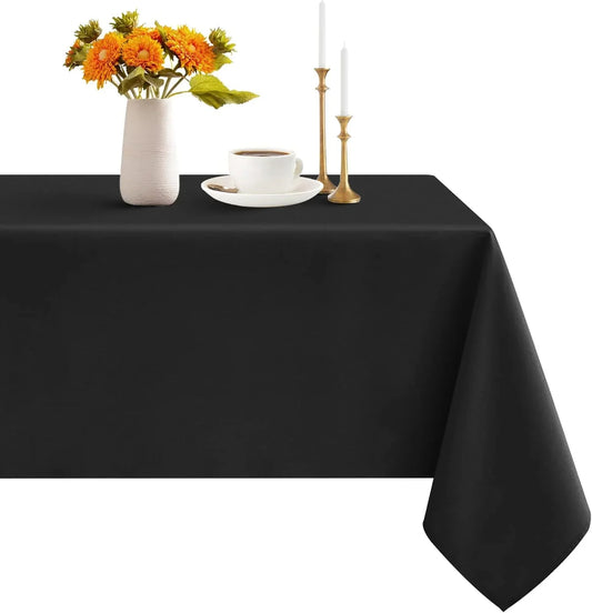 Rectangle Tablecloth - Waterproof and Wrinkle Resistant Washable Polyester Table Cloth for Kitchen Dining/Party/Wedding Indoor and Outdoor Use (60 X 84 Inch,Black)