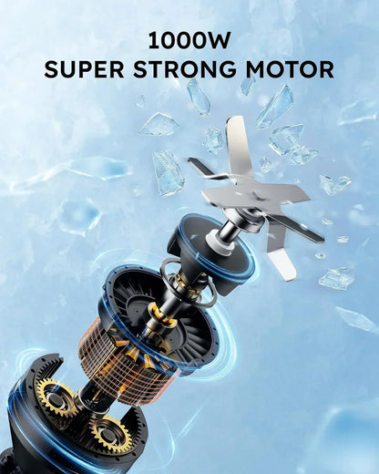 1000W super strong motor for powerful kitchen blending with ice-crushing blades
