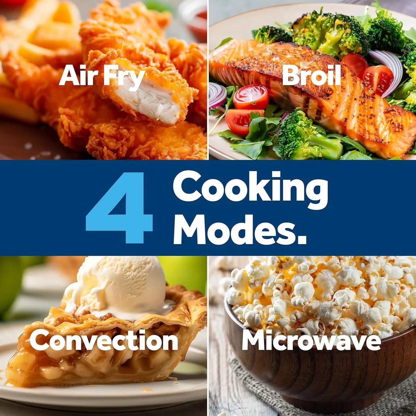 4-In-1 Countertop Microwave Oven, 1.0 Cu Ft, 1050W Convection Microwave with Air Fry & Broil, Compact and Quiet, Stainless Steel, Ideal for Apartments, Dorms & Offices, GCST10A1WSS