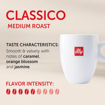 Classico Whole Bean Coffee, Medium Roast, Classic Roast with Notes of Caramel, Orange Blossom and Jasmine, 100% Arabica Coffee, No Preservatives, 8.8 Ounce Can (Pack of 1)