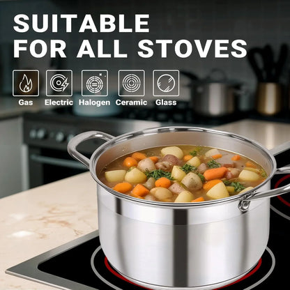 Stainless Steel Stock Pot - 12 Quart Heavy Duty Stock Cooking Pot with Visible Lid for Pasta, Soup, Spaghetti, Nonstick Thick Bottom Big Stockpot, Cookware for Canning, Boiling, Simmer