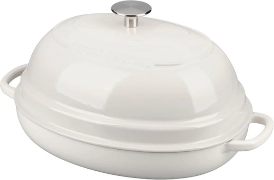 Enameled Oval Cast Iron Dutch Oven Pot with Lid, Bread Dutch Oven for Sourdough Bread Baking, Dutch Oven Bread, Bread Oven, 6QT, White