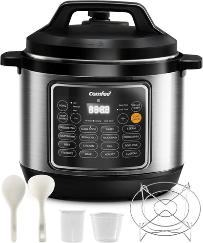 COMFEE’ Pressure Cooker 8 Quart with 16 Cooking Functions, Olla De Presion Non-Stick Pot Yogurt Maker Rice Cooker Slow Cooker Sauté Steamer, Healthy Ceramic Inner Pot