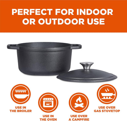 3.4 Quart Cast Iron Dutch Oven with Dome Lid and Handles