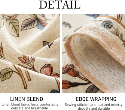 Designer French Light Beige Small Rectangular Tablecloth,Linen Florals and Birds Pattern Table Cloth,Anti-Wrinkle Decorative Tablecloths for Dining Thanksgiving Kitchen,55"*71"-Cornucopia