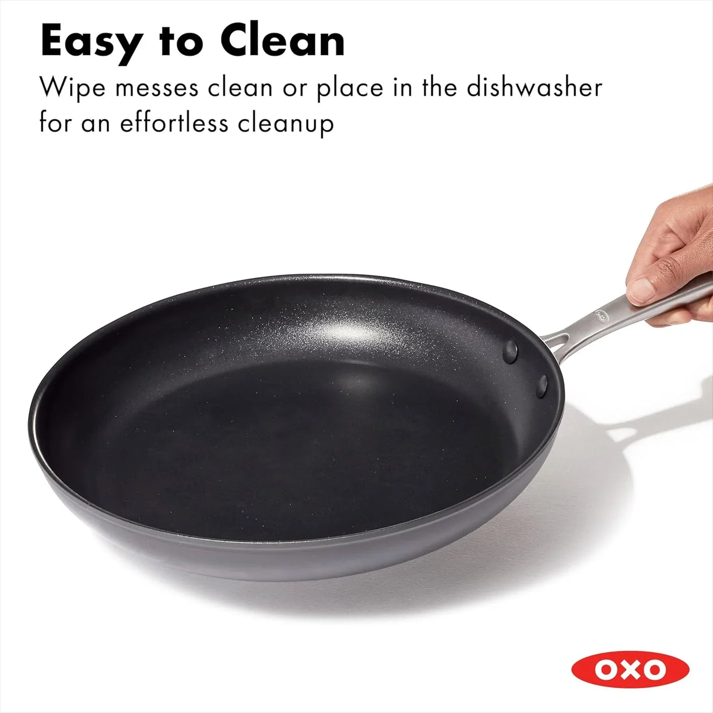 Enhanced 10" Frying Pan Skillet, Pfas-Free Ceramic Nonstick, Durable Hard Anodized Cookware, Scratch Resistant, Stainless Steel Handle, Good Grips, Dishwasher Safe, Oven Safe, Black