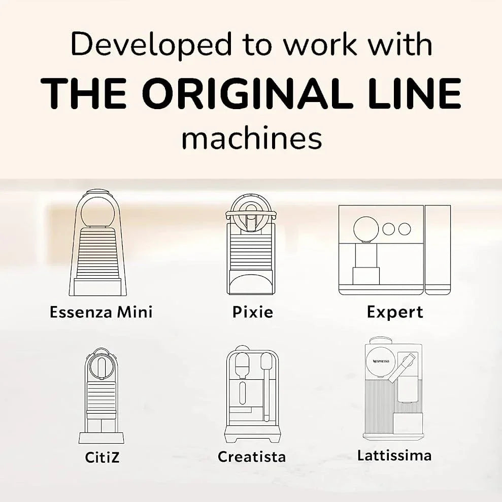 Compatible with Nespresso Original Line machines: Essenza Mini, Pixie, Expert, CitiZ, Creatista, Lattissima